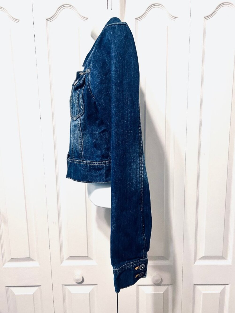 Highway Jeans-Jean Distressed Jacket-Large Jrs.-Blue-Stretch-School-Comfy-Button - Picture 8 of 14